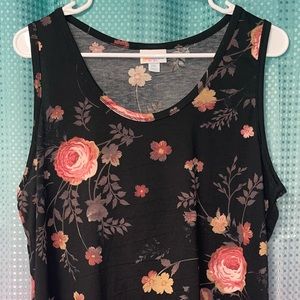 NWOT Lularoe black floral tank top